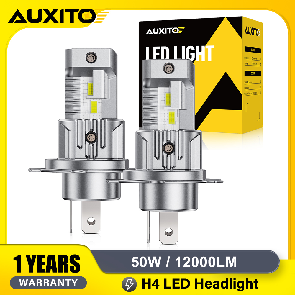 Led Headlight 6500K White 12000Lm - AUXITO 2 ampoules LED H4 50W