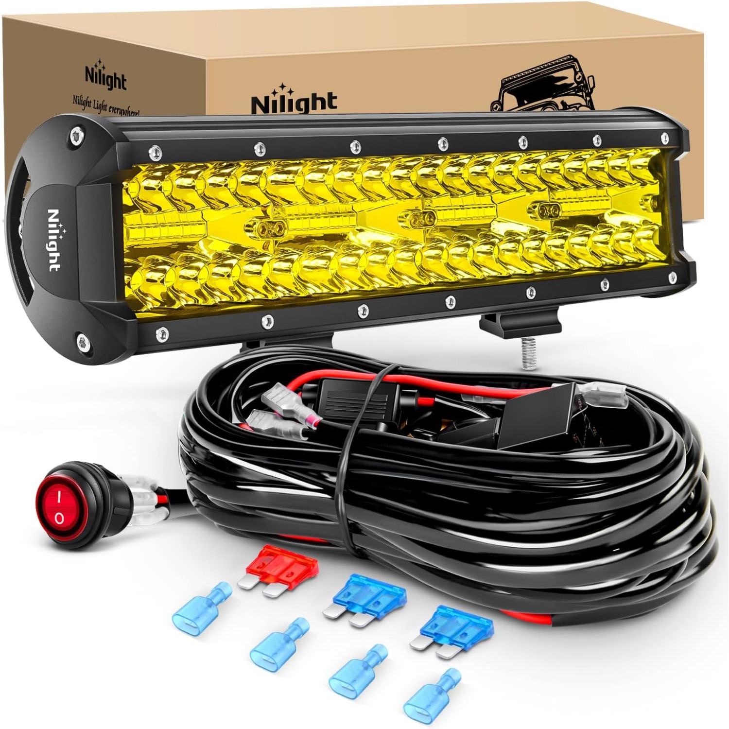 Led Work Light Bar 12 Inch Offroad - Barre lumineuse LED ambre Nilight 12