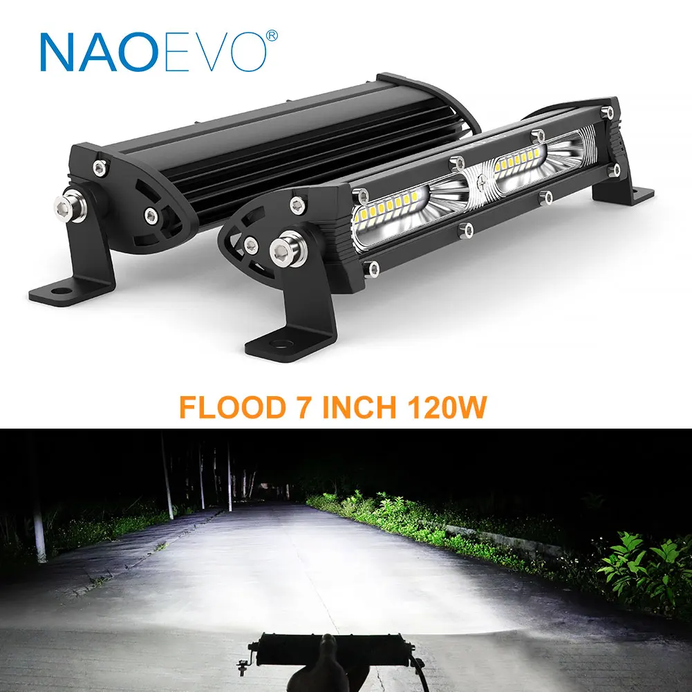 Led Work Light Bar 12 Inch Offroad - NAOEVO 4x4 barre lumineuse LED tout-terrain