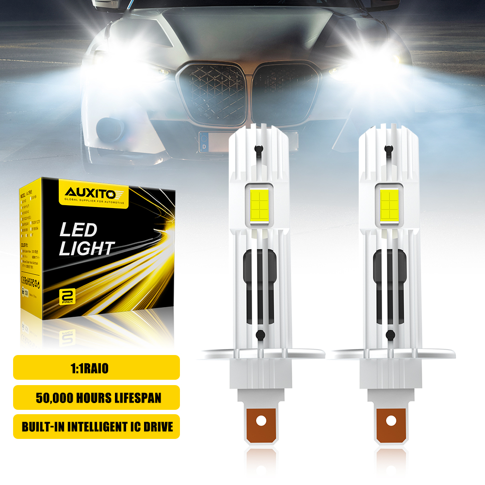 Led Headlight 6500K White 12000Lm - AUXITO 2 ampoules LED H1 12000LM