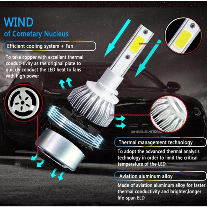 C6 voiture Haedlight LED H4 H7 - Car Led Bulb H1 H3 H8 H11 avis et prix