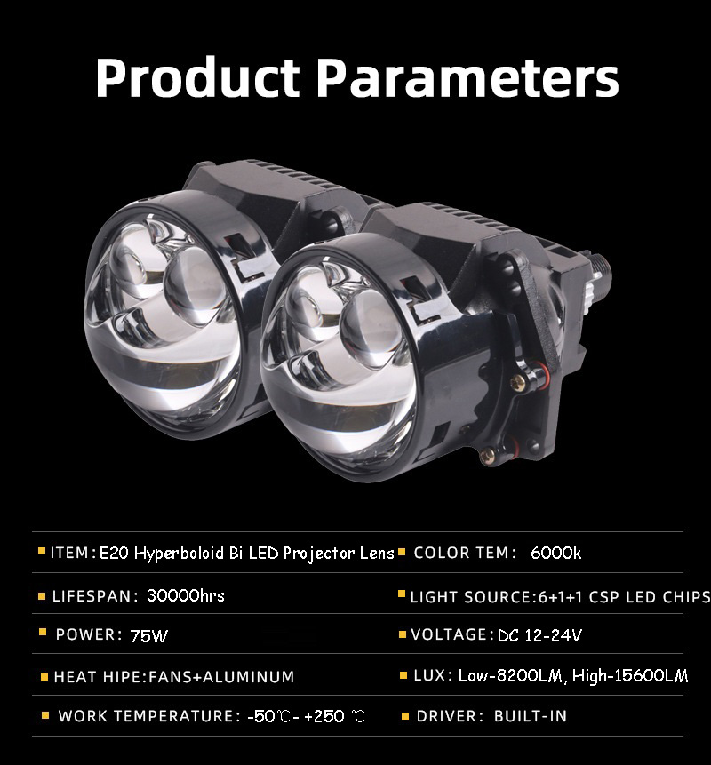 VAHID E20 2pcs 3 pouces Bi LED - Laser Led Headlight Projector Lens avis et prix