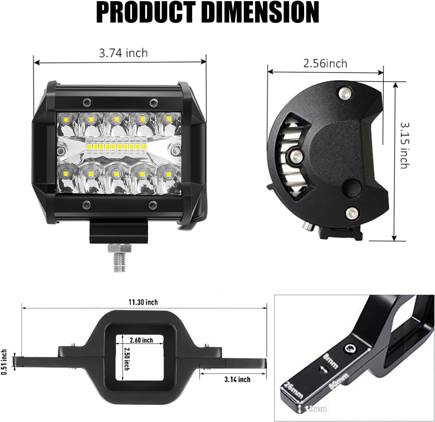 2 pièces dosettes de lumière d - Led Work Light Bar 12 Inch Offroad avis et prix
