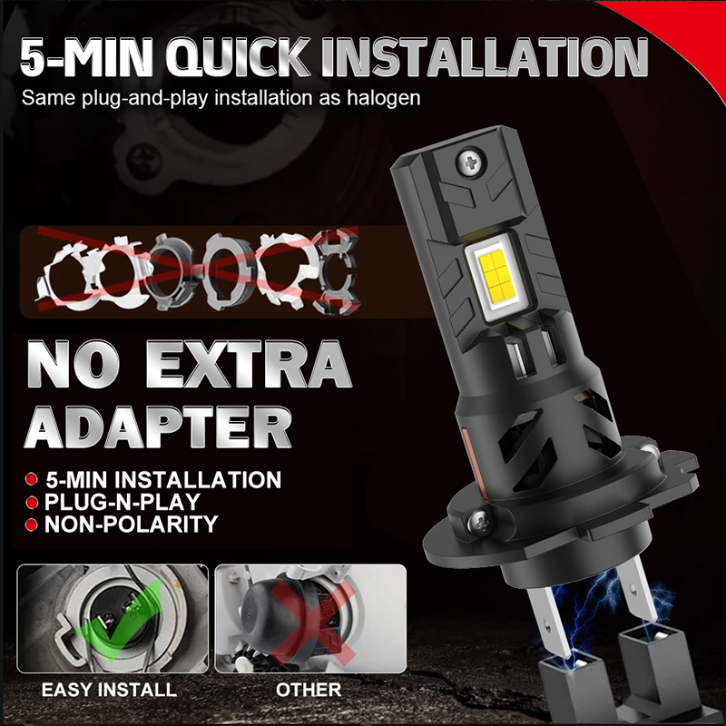 2 ampoules LED H7 pour phares  - Led Headlight Bulb H7 20000Lm avis et prix