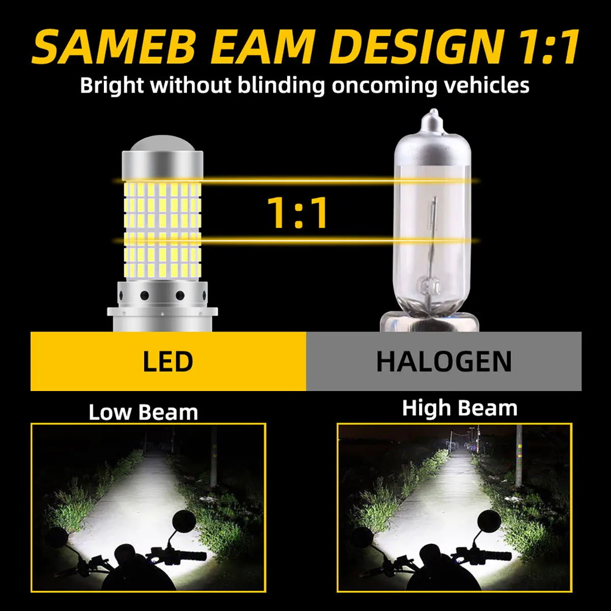 1 pièces 144SMD H4 P15D BA20D  - Motorcycle Led Headlight Bulb H4 avis et prix