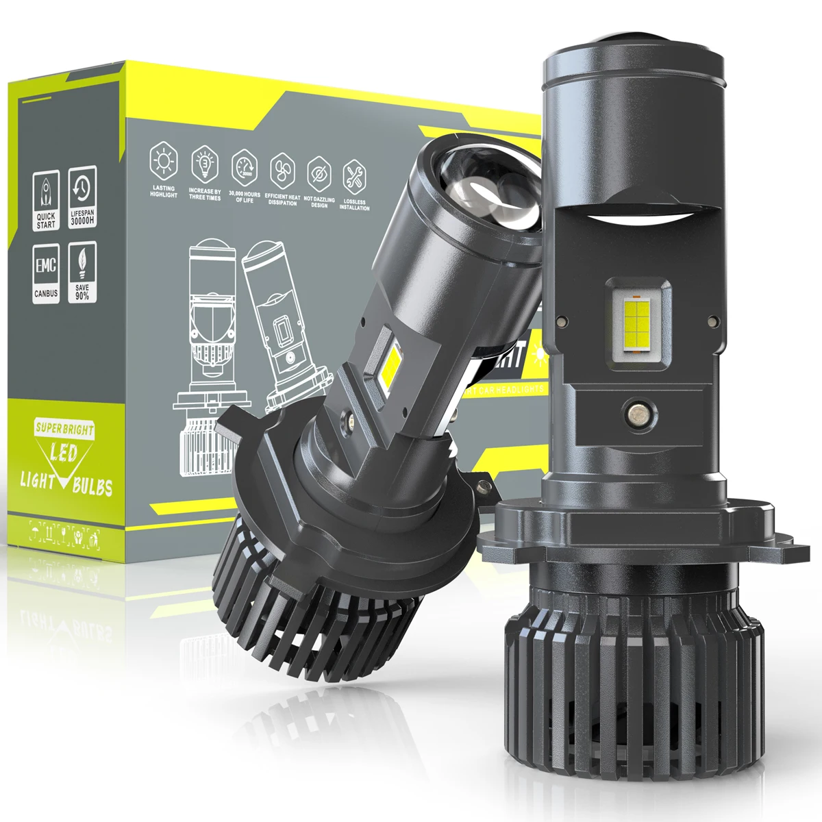 Phares de voiture LED H4 120W  - Led Headlight H4 Hi Lo 120W avis et prix