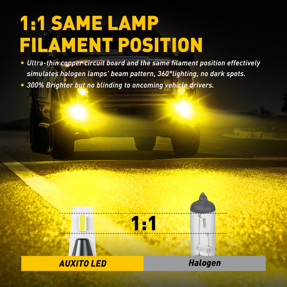 AUXITO 2 pièces H11 H8 LED ant - Led Fog Light H11 3000K Yellow avis et prix