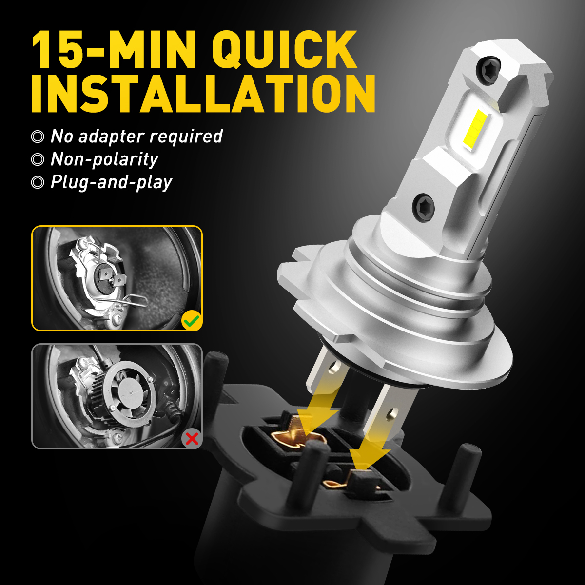 AUXITO 2 pièces Ampoules de ph - Led Headlight 6500K White 12000Lm avis et prix
